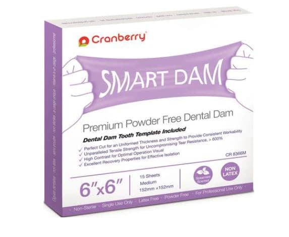 Cranberry Smart Dam Non-Latex Dental Dam, 6" x 6", Medium, Spearmint Scent, Green Mint, 15/Box, CR8366 - Smart Dam, Non-Latex, 6" x 6", Medium, Green Mint, 15/Pk, CR8366 - Image 1