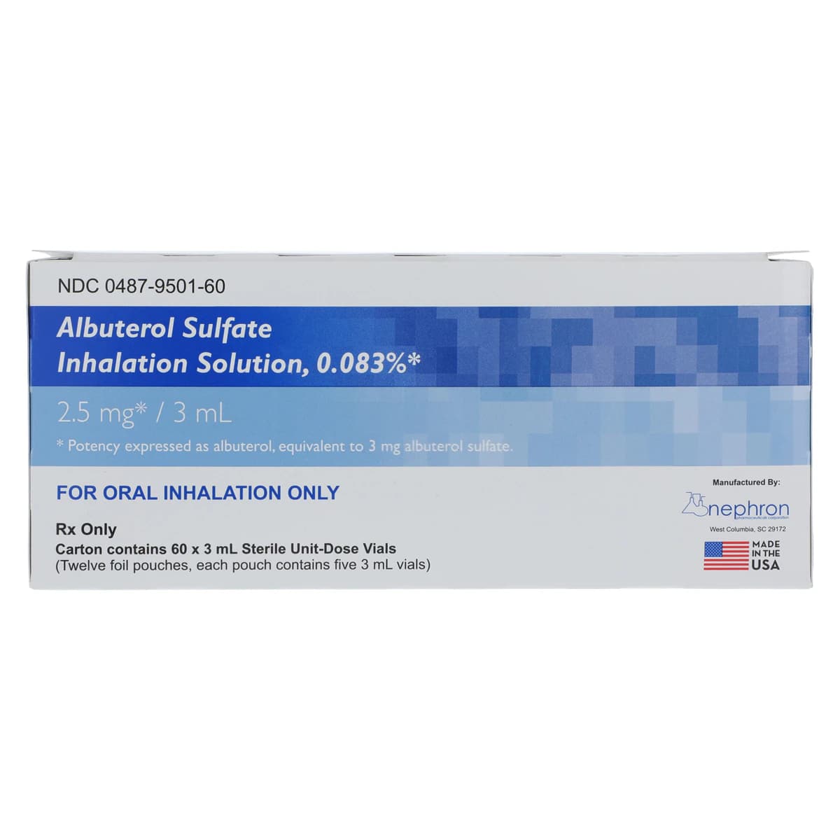 Albuterol Sulfate Inhalation Solution 0.083% PF, 3mL Vial, 60/Package thumbnail 7