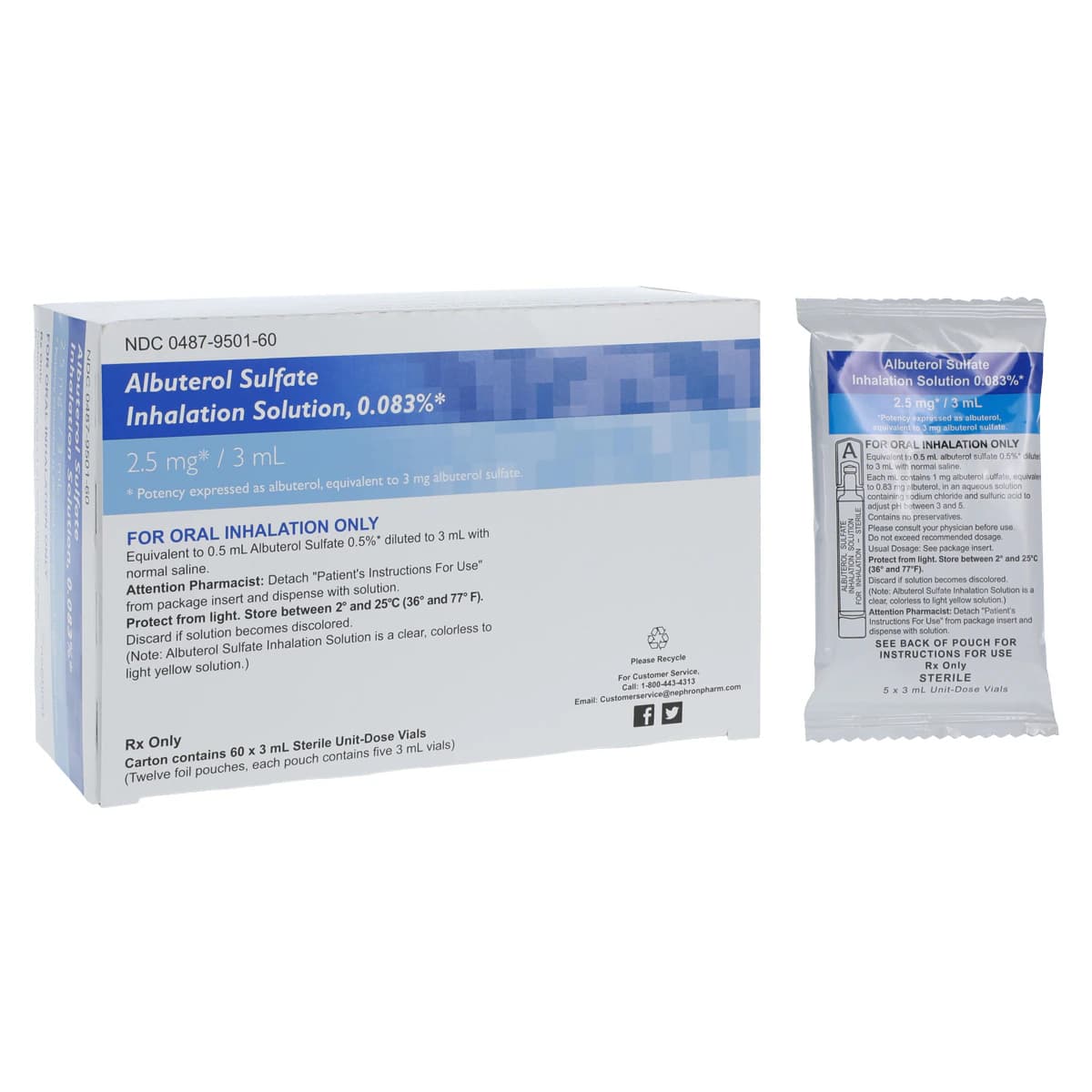 Albuterol Sulfate Inhalation Solution 0.083% PF, 3mL Vial, 60/Package thumbnail 2