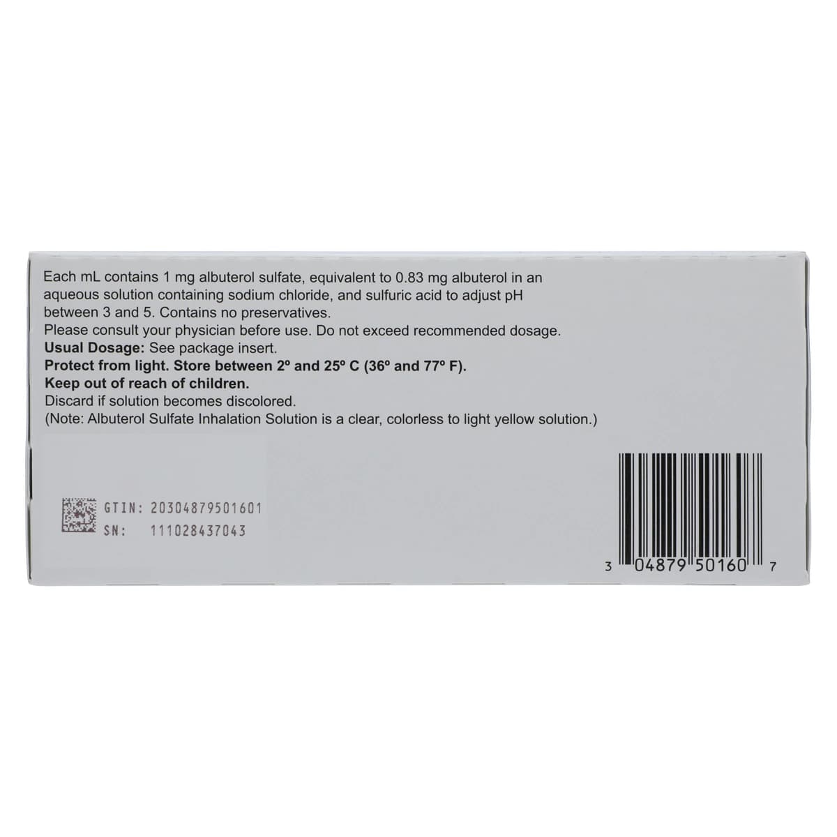 Albuterol Sulfate Inhalation Solution 0.083% PF, 3mL Vial, 60/Package thumbnail 6