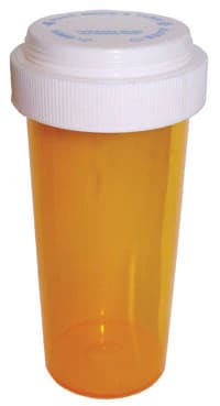 Clarke Container 40 Dram Amber Plastic Medicine Vial with Reversible Cap, Reusable, 130/Case - Vial Reversible Cap Amber - Image 1