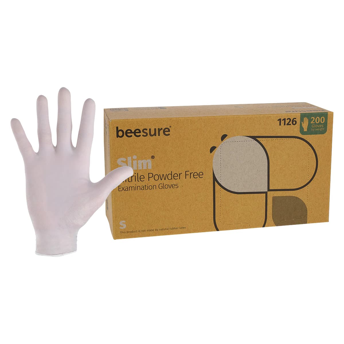 BeeSure Slim Nitrile Exam Gloves, Powder Free, Non-Sterile, Small, White, 200/Box, BE1126 thumbnail 3
