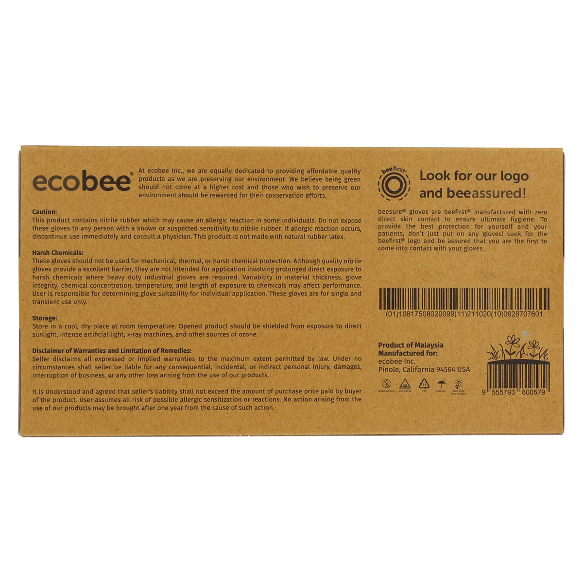 BeeSure Slim Nitrile Exam Gloves, Powder Free, Non-Sterile, Small, White, 200/Box, BE1126 thumbnail 6