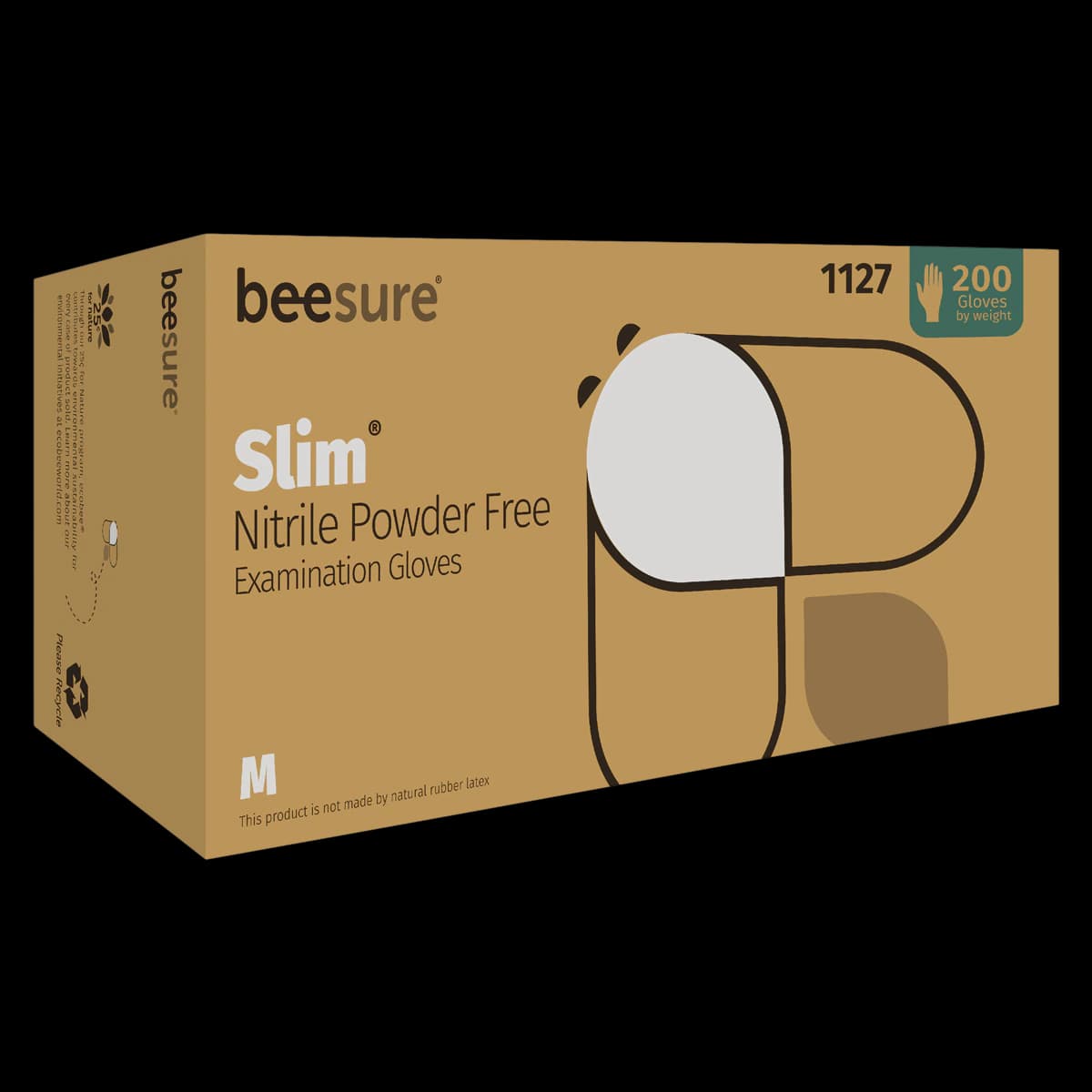 BeeSure Slim Nitrile Exam Gloves, Powder-Free, Non-Sterile, Medium, White, 200/Box, BE1127 thumbnail 3