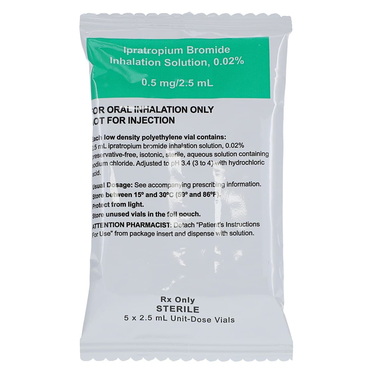 Ipratropium Bromide Inhalation Solution 0.02%, 2.5mL Vial, 25/Package thumbnail 3