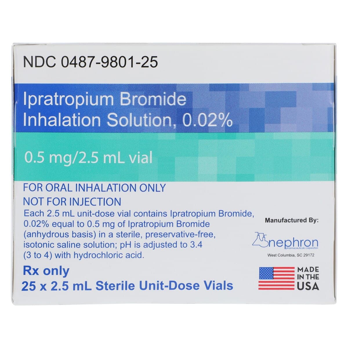 Ipratropium Bromide Inhalation Solution 0.02%, 2.5mL Vial, 25/Package thumbnail 5