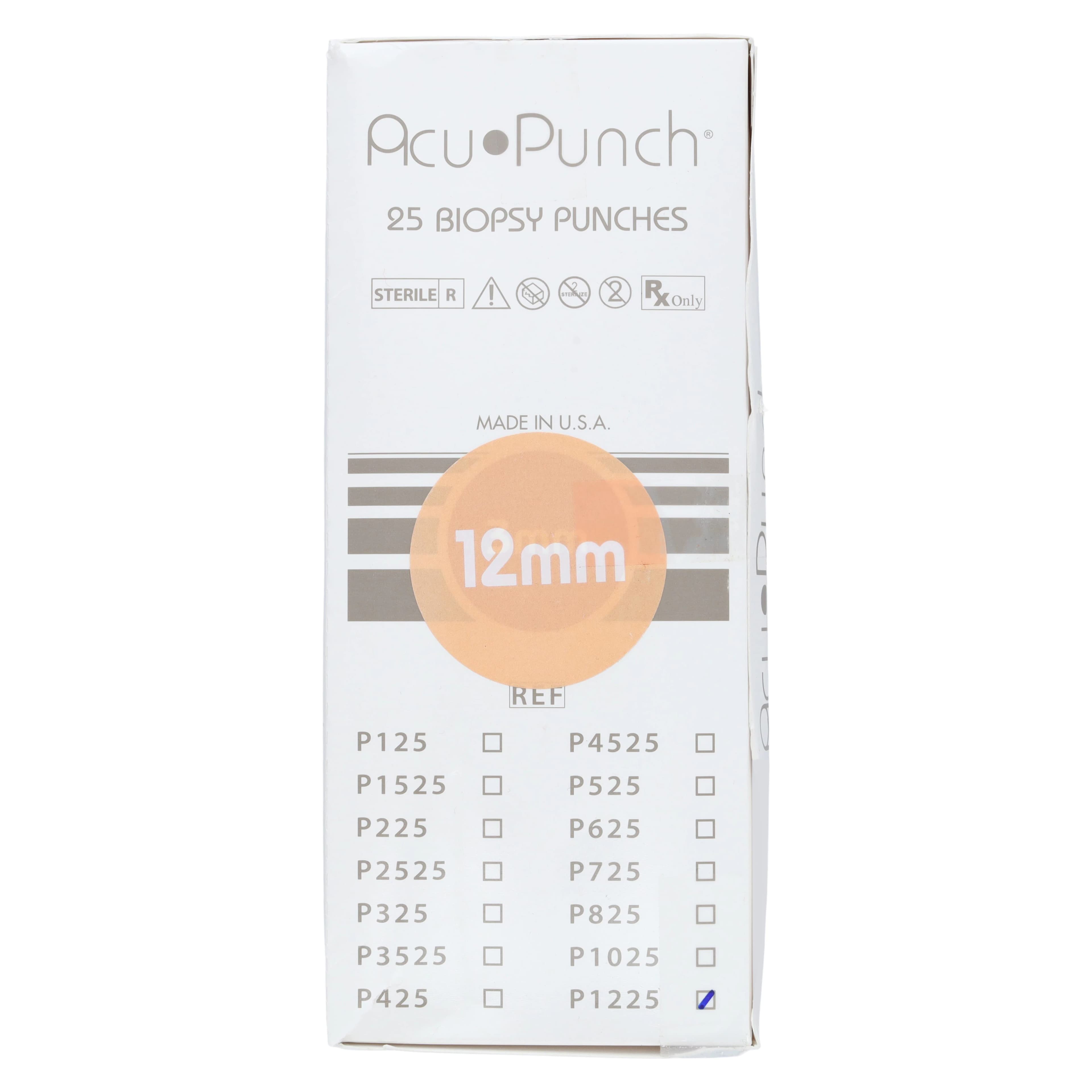 Acu-Punch Dermal Biopsy Punch, 12mm, Stainless Steel, Sterile, Disposable, 25/Box thumbnail 4