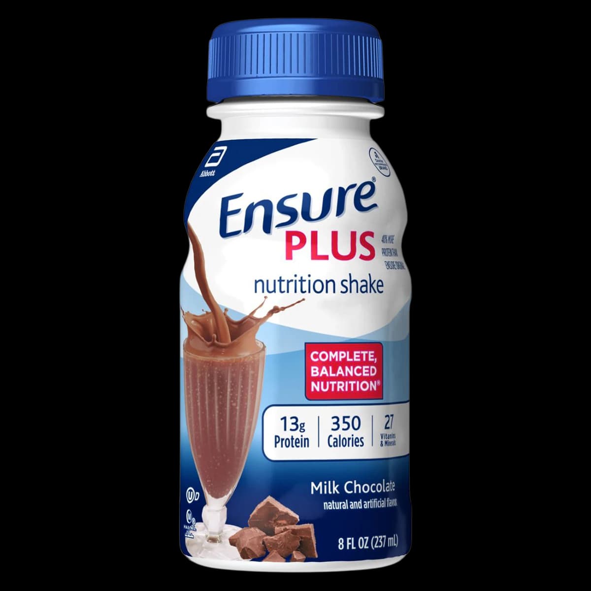 Ensure Plus Nutritional Shake, High Protein, Creamy Milk Chocolate, 8 oz Bottle, 24/Case - Ensure Plus Crmy Milk Choc Rtl - Image 1