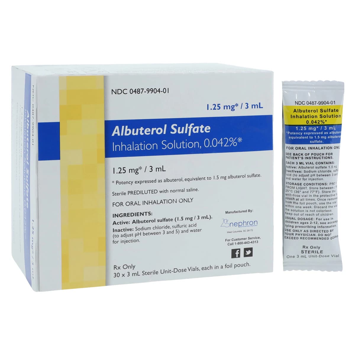 Albuterol Sulfate Inhalation Solution 0.042% Vial, 3mL, 30/Package thumbnail 2