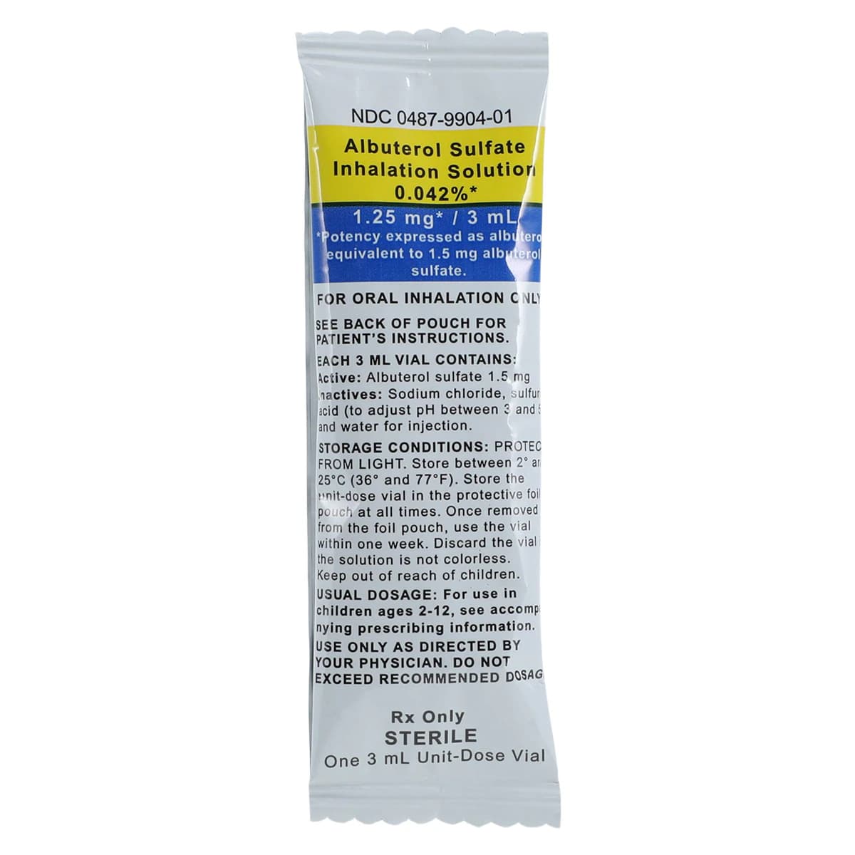 Albuterol Sulfate Inhalation Solution 0.042% Vial, 3mL, 30/Package thumbnail 3