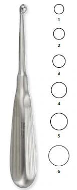 Miltex Bruns Bone Curette, Size 3, 10.2mm, 6-3/4" Stainless Steel, Each - Curette Brun Bone Size-3 - Image 1