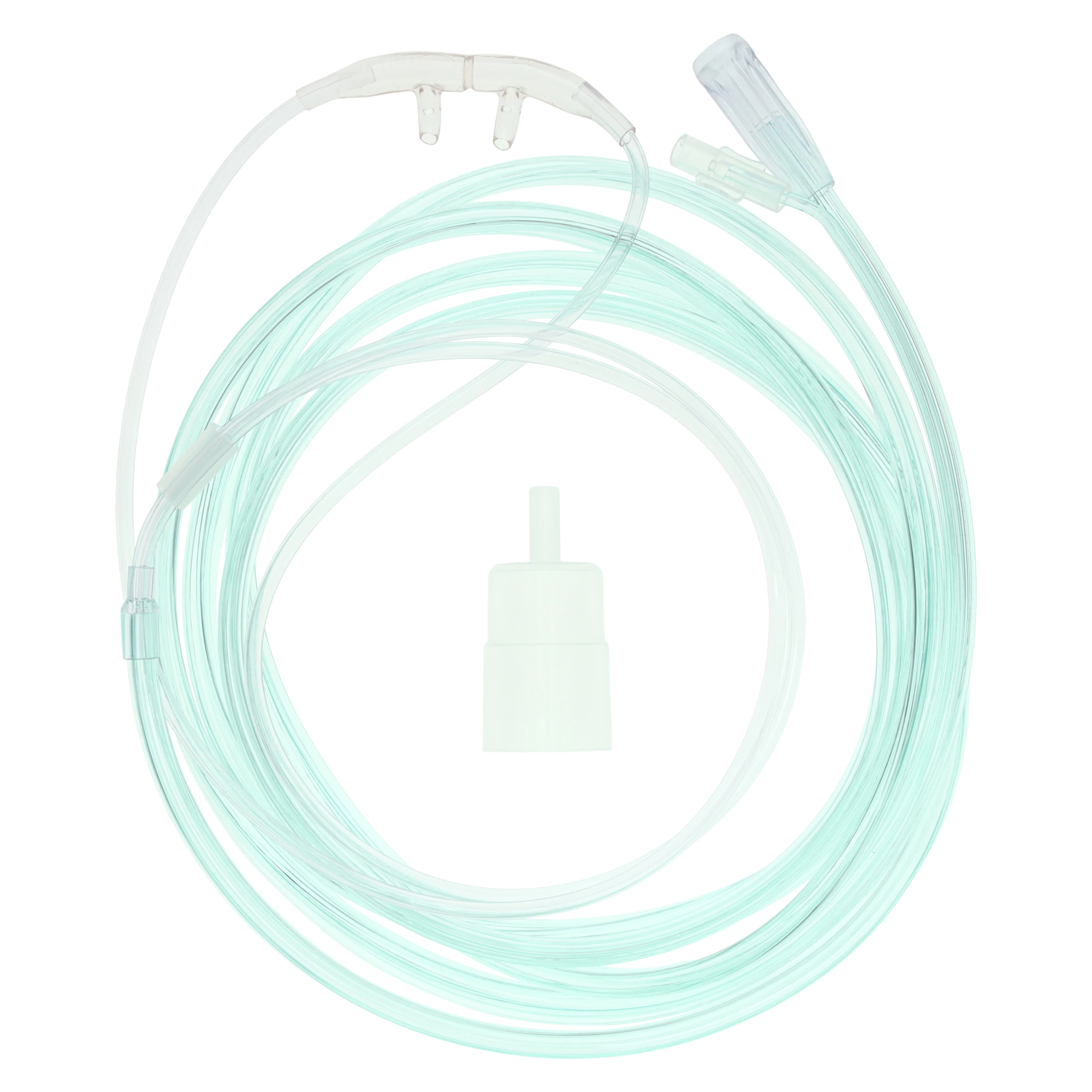 Sun Med Nasal EtCO2 Sampling Cannula with O2 Delivery, Adult, Curved Prong, Female Luer, 7 ft O2/7 ft CO2 Tubing, 25/Case, 4707F-7-7-25 - Cannula Nasal CO2 Line LL - Image 1