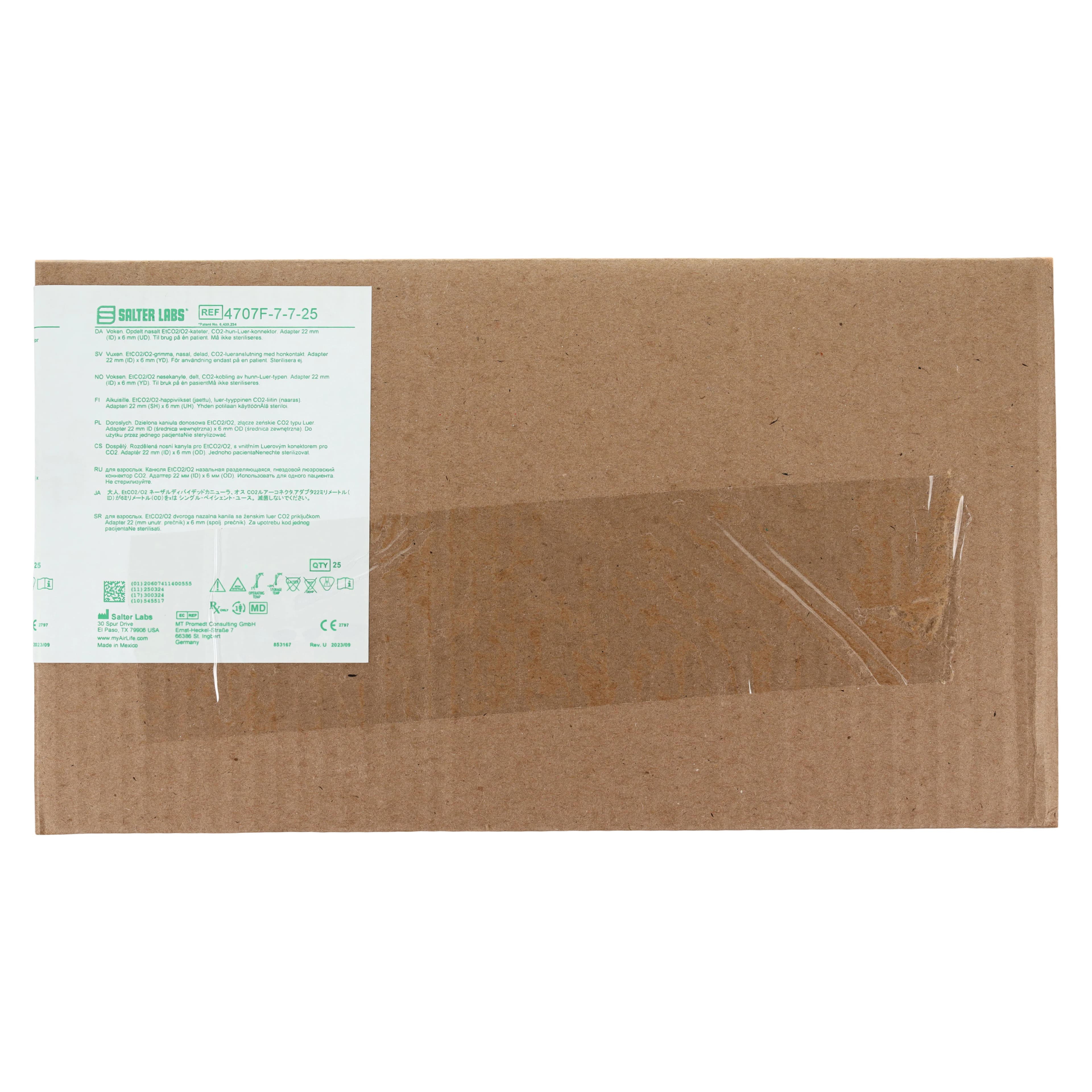 Sun Med Nasal EtCO2 Sampling Cannula with O2 Delivery, Adult, Curved Prong, Female Luer, 7 ft O2/7 ft CO2 Tubing, 25/Case, 4707F-7-7-25 thumbnail 6