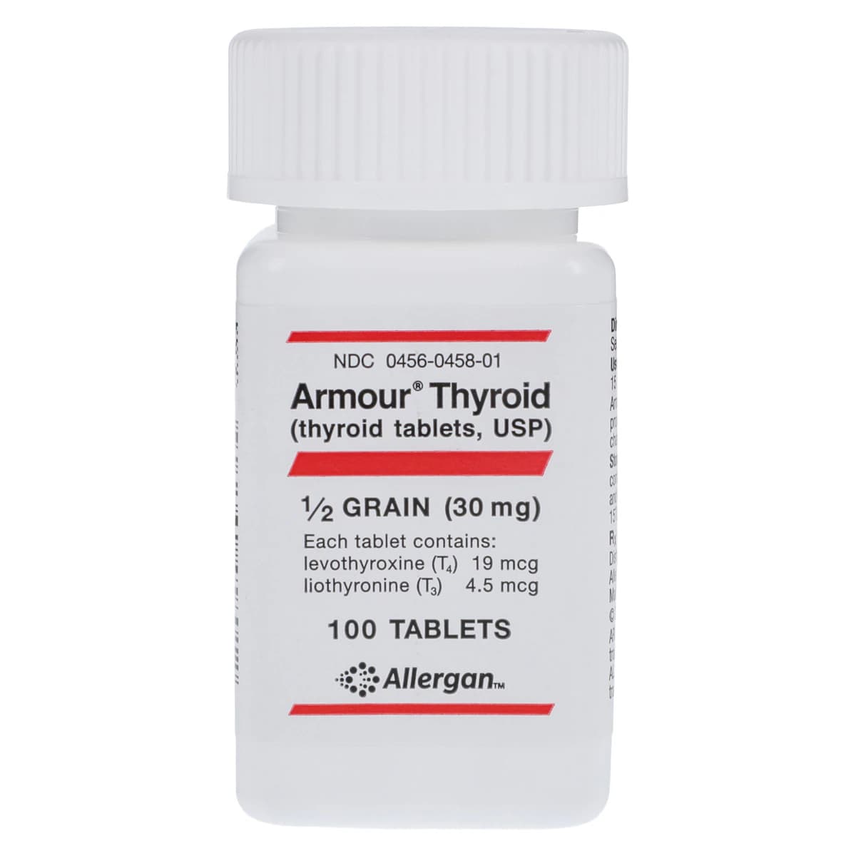 Armour Thyroid Tablets, 1/2 Grain (30mg), 100/Bottle - Armour Thyroid Tablets - Image 1