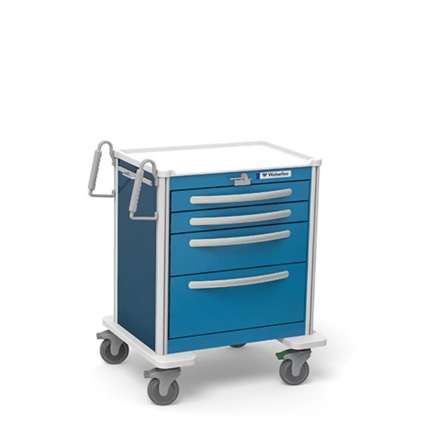 Waterloo Healthcare Crash Cart, 4-Drawer, Lightweight, 36x29x24-1/2" with 5" Casters (2 Locking) - Cart Crash 4Drawer LightWeight - Image 1