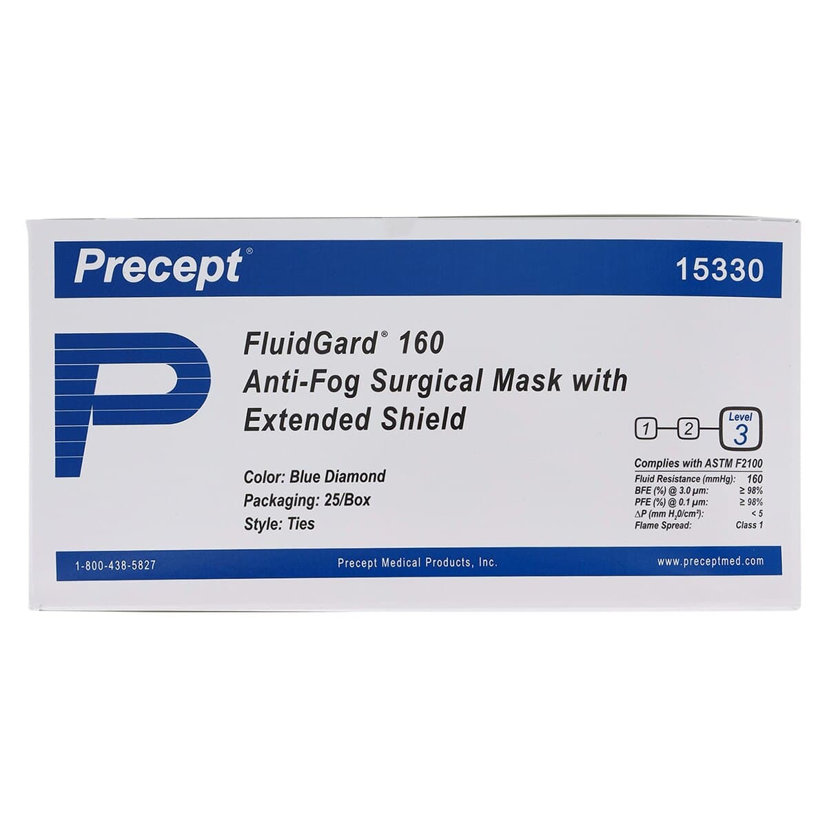 Aspen Surgical FluidGard Surgical Mask, Anti-Fog, ASTM Level 3, Blue Diamond, Latex-Free, 100/Case thumbnail 5