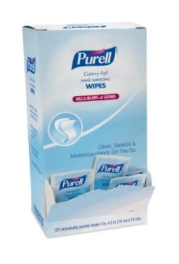 Purell Cottony Soft Hand Sanitizing Wipes, 5" x 7", Individually Wrapped, 120/Box - Purell Cottony Soft Hand Sanitizing Wipes, 5" x 7", Individually Wrapped. 120/Box - Image 1