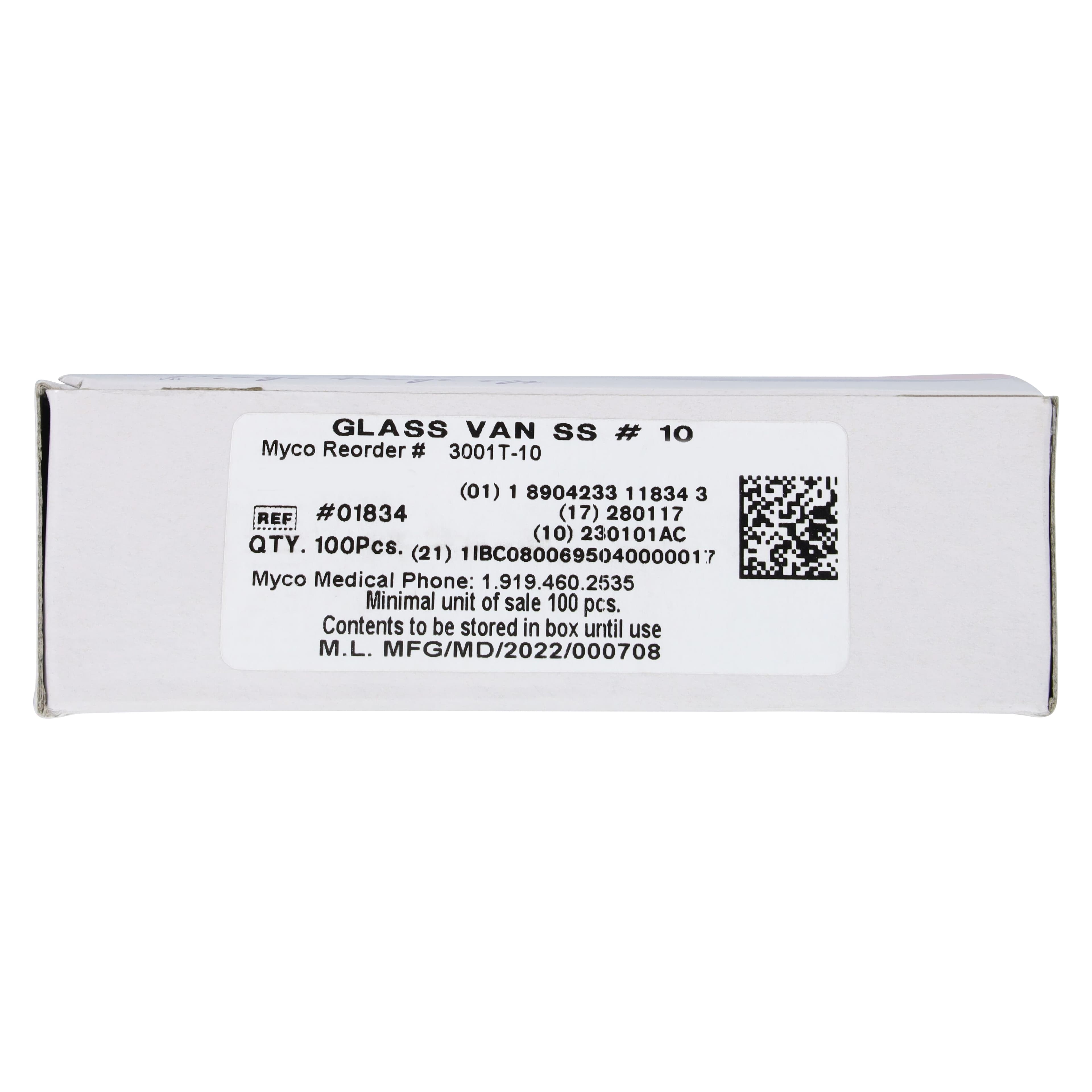 Myco Medical Glassvan Stainless Steel Surgical Blade #10, Sterile, 100/Box, 3001T-10 thumbnail 8