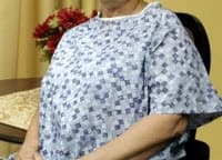 Calderon Textiles Patient Gown, Adult Unisex X-Large, Blue Stripe/Snowflakes, 55% Cotton/45% Polyester, Fluid Resistant, Without Pockets, 12/Box - Gown Twill White/Snowflakes - Image 1