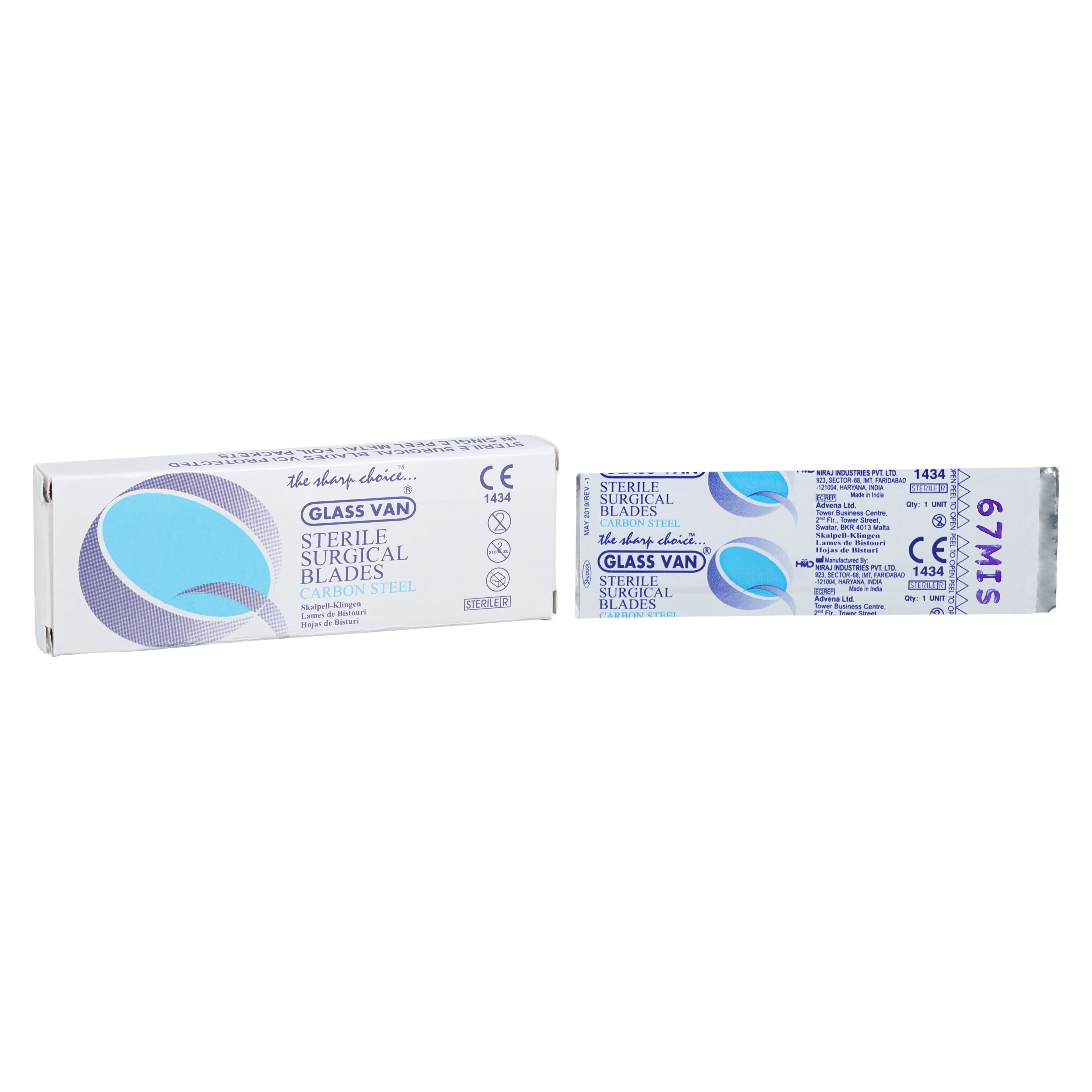 GLASSVAN #67MIS Sterile Carbon Steel Miniature Surgical Blade, 12/Box, 2002-67MIS - GLASSVAN® #67MIS Sterile Carbon Miniature Blade Box of 12 - Image 1