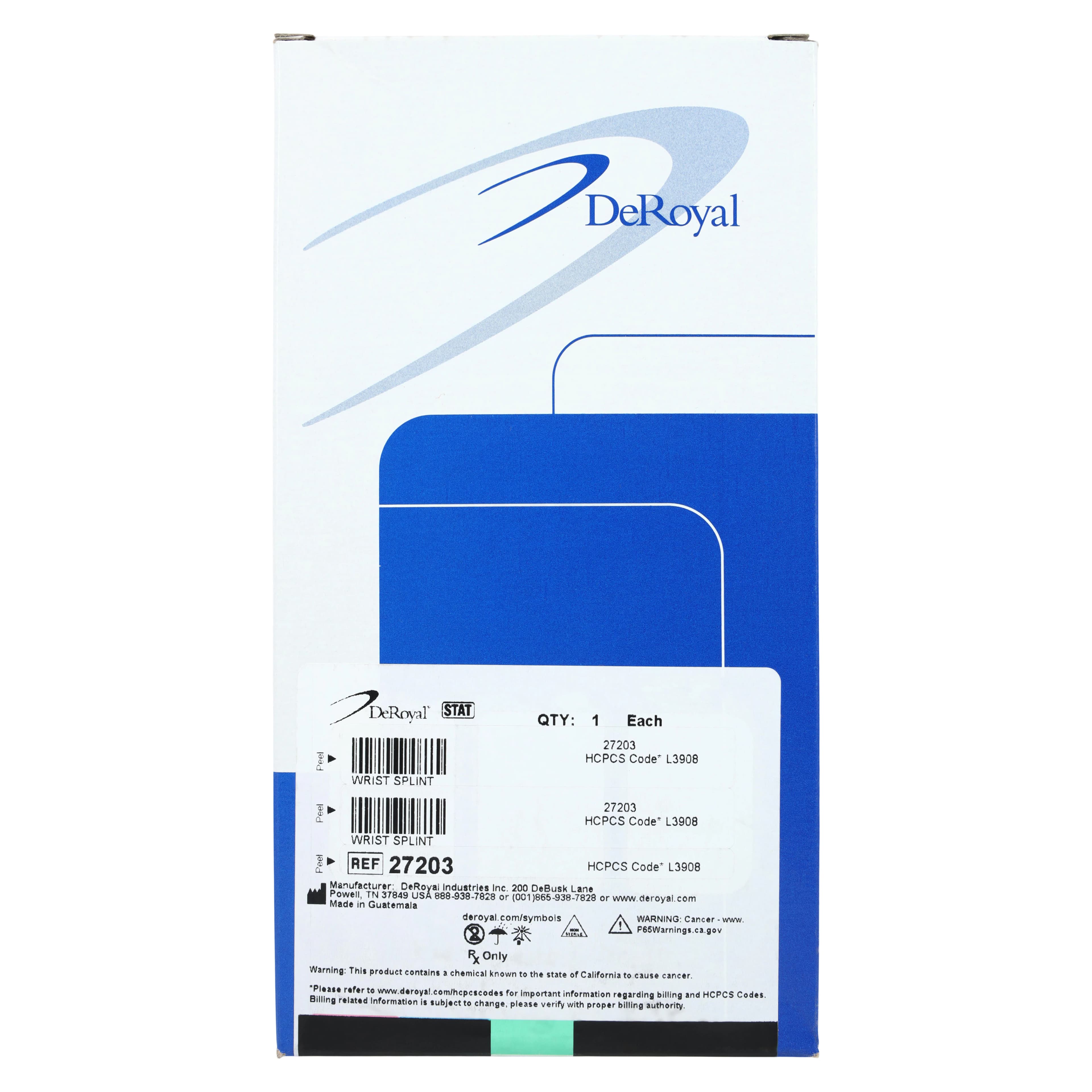 DeRoyal Wrist Splint, Cotton/Elastic, 6" Size Medium, Right, 1 Each thumbnail 7