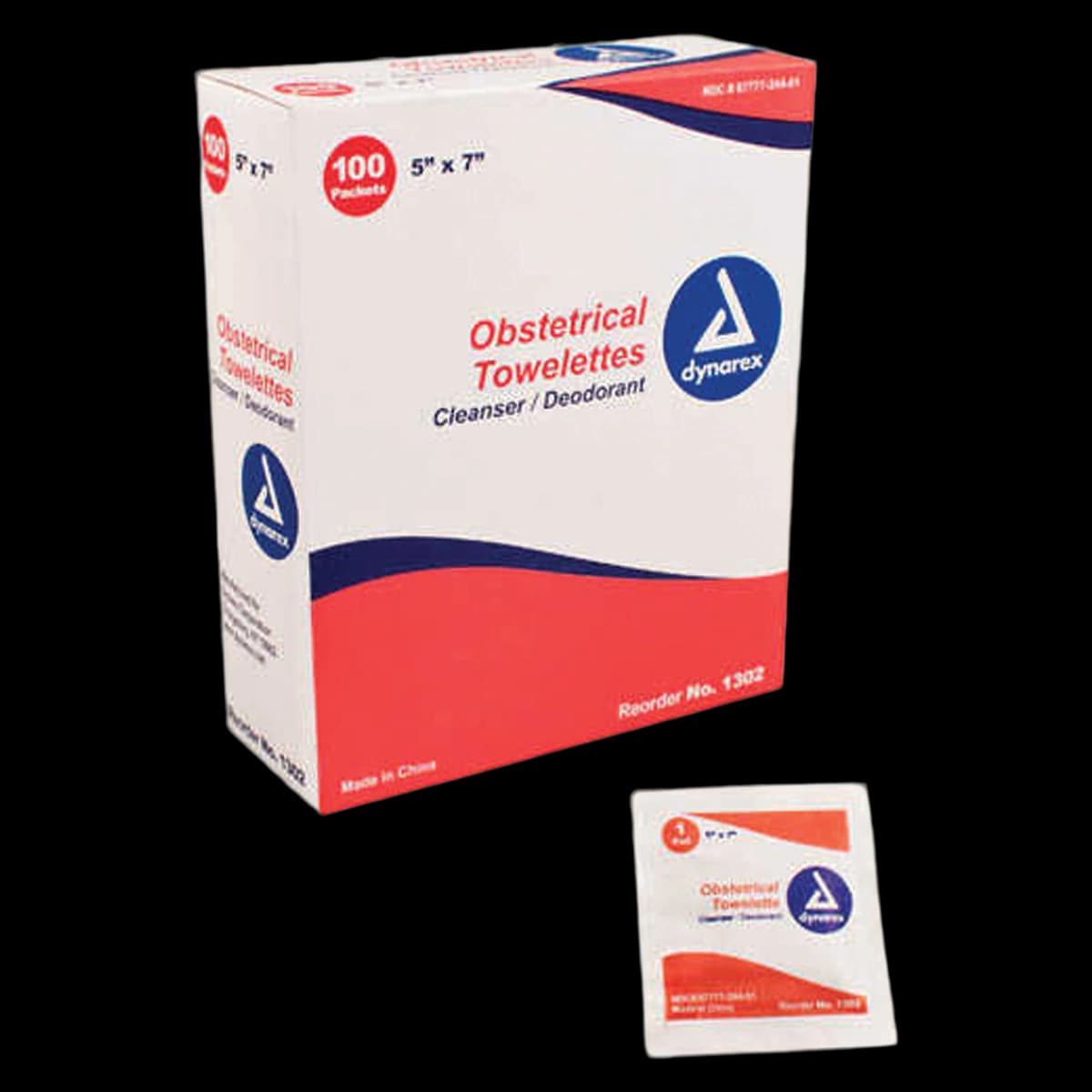 Dynarex Obstetrical Towelettes, Alcohol 5%, Skin Scented, 5x7", 100/Box - Towelettes Obstetrical - Image 1
