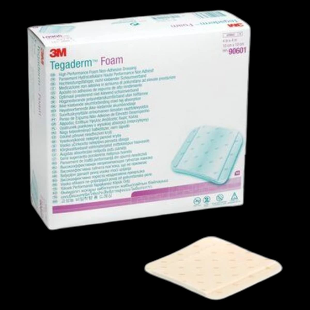 3M Tegaderm HP Foam Dressing, 4x4" Sterile, Non-Adherent, Tan, 10/Bx - Dressing Tegaderm Foam - Image 1