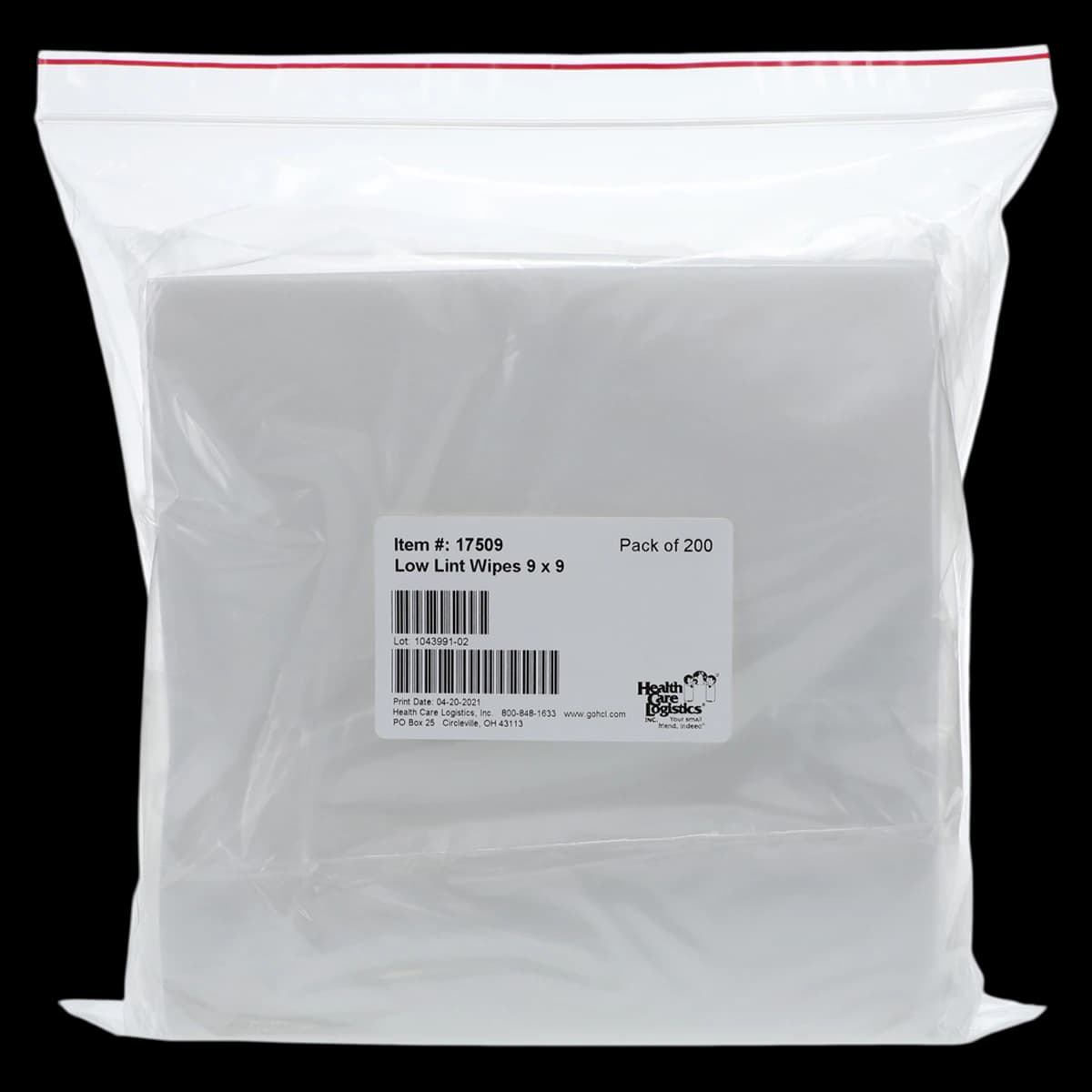 Healthcare Logistics Low Lint Instrument Wipes, 9 in x 9 in, 200/Box - Wipes Low Lint f/Instruments - Image 1