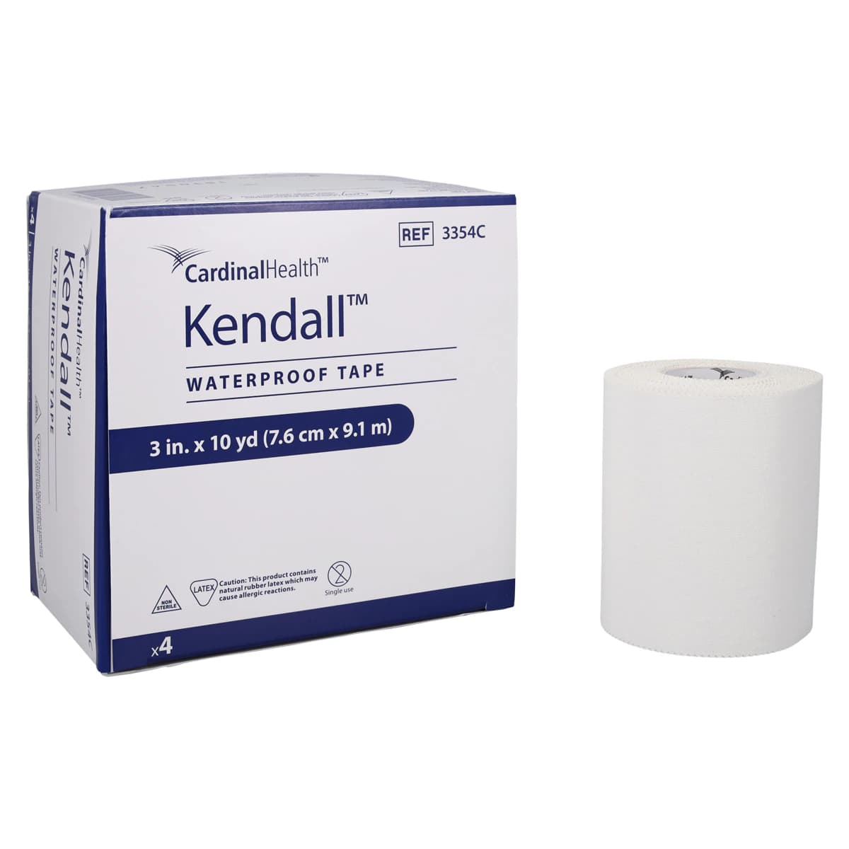 Kendall Wet-Pruf Waterproof Adhesive Tape, White, 3" x 10 yd, 4 Rolls/Box (S10-B, 3354C) - Wet-Pruf Waterproof Tape White 3"x10Yd 4/Bx (S10-B) Covidien/Kendall Healthcare 3354C - Image 1
