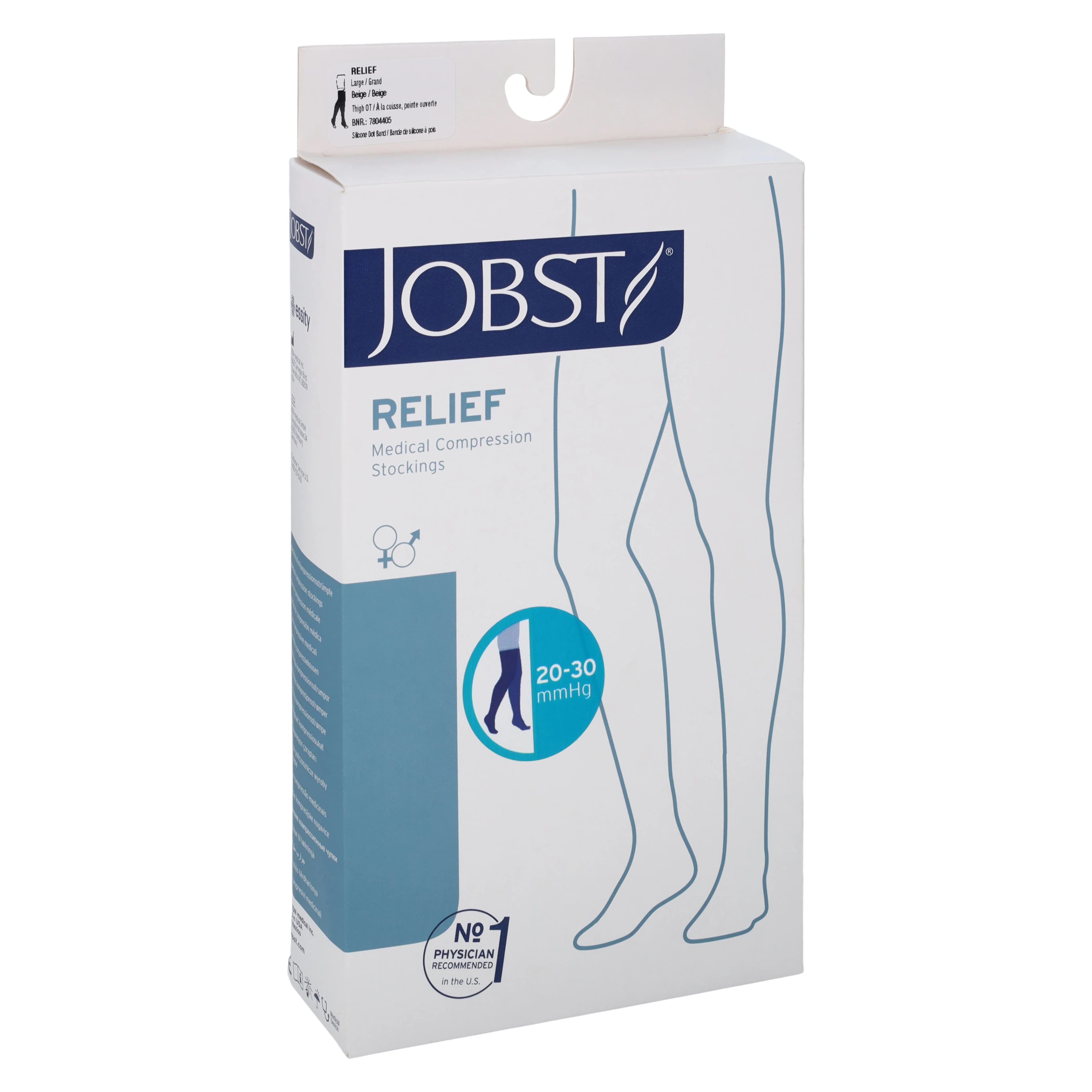 BSN Medical Relief Compression Stocking, Thigh High, Open Toe, Large, Beige, 20-30 mmHg - Stocking Compression 20-30mmHg - Image 1