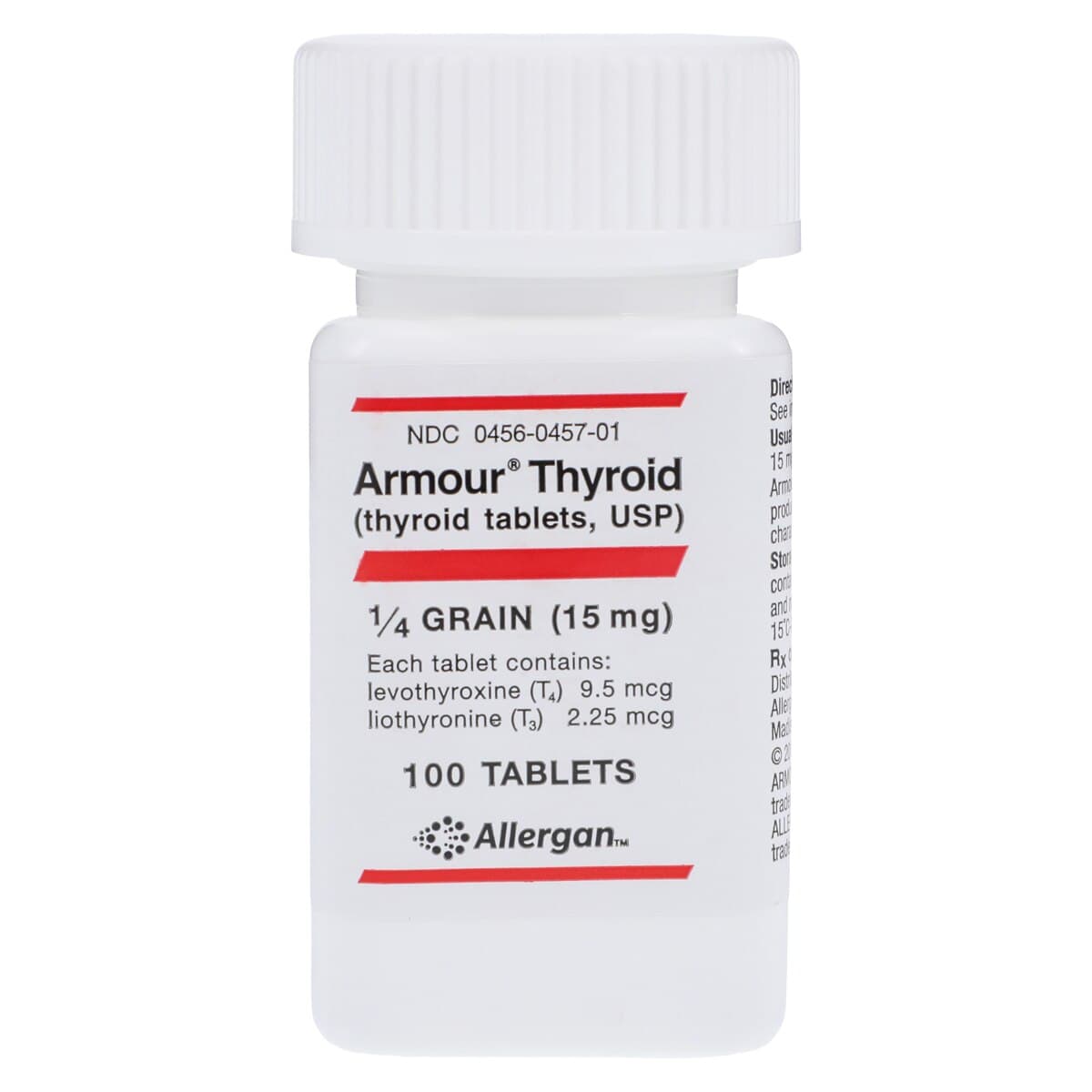 Armour Thyroid Tablets, 1/4 Grain (15 mg), 100/Bottle - Armour Thyroid Tabs - Image 1