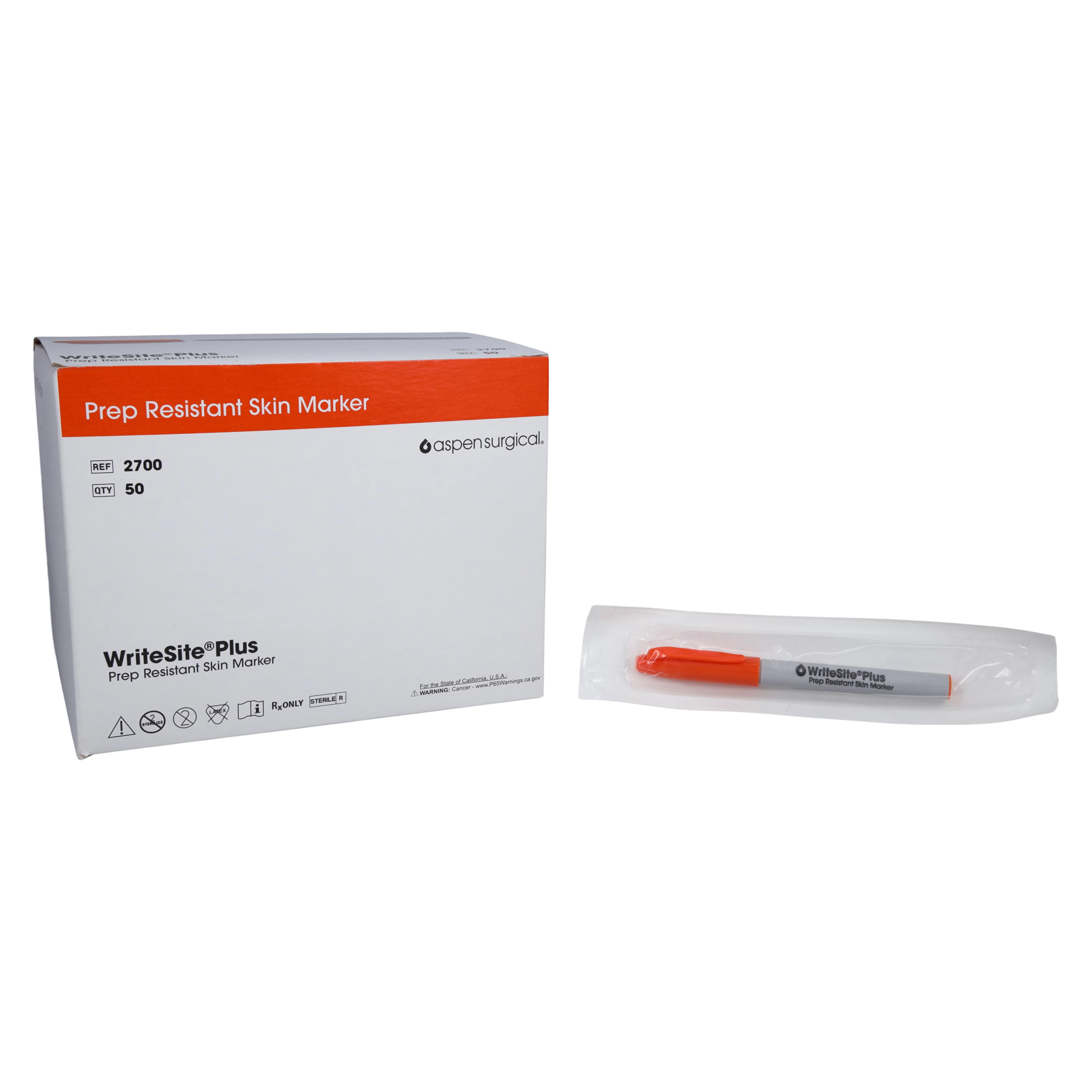 Aspen Surgical WriteSite Plus Surgical Skin Marker, Tapered Tip, Black, Sterile - Surgical Skin Marker - Image 1