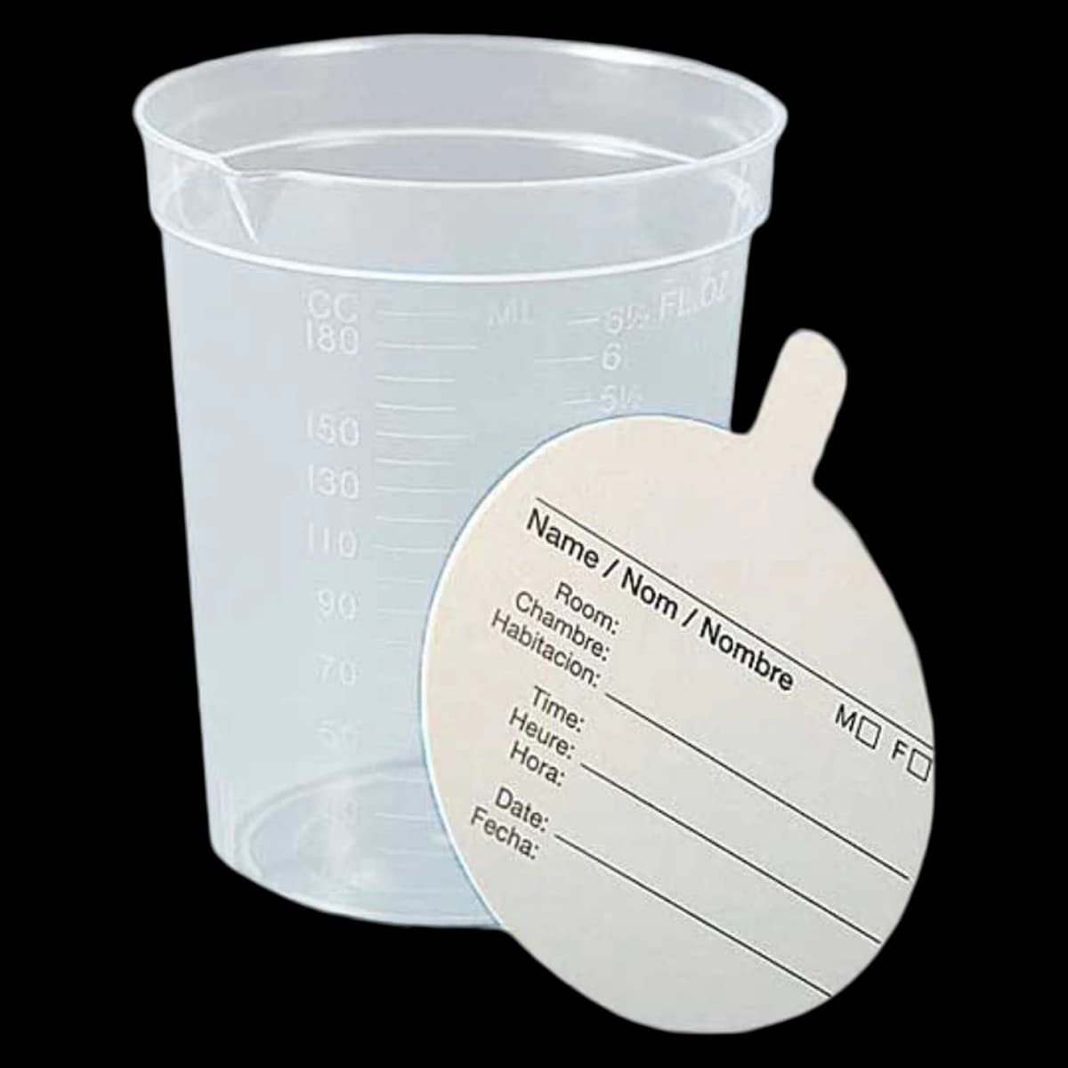 Globe Scientific Cup Collection with Paper Lid, 6.5 oz, Polypropylene, Non-Sterile, Clear, 20/Case - Cup Collection w/Paper Lid - Image 1