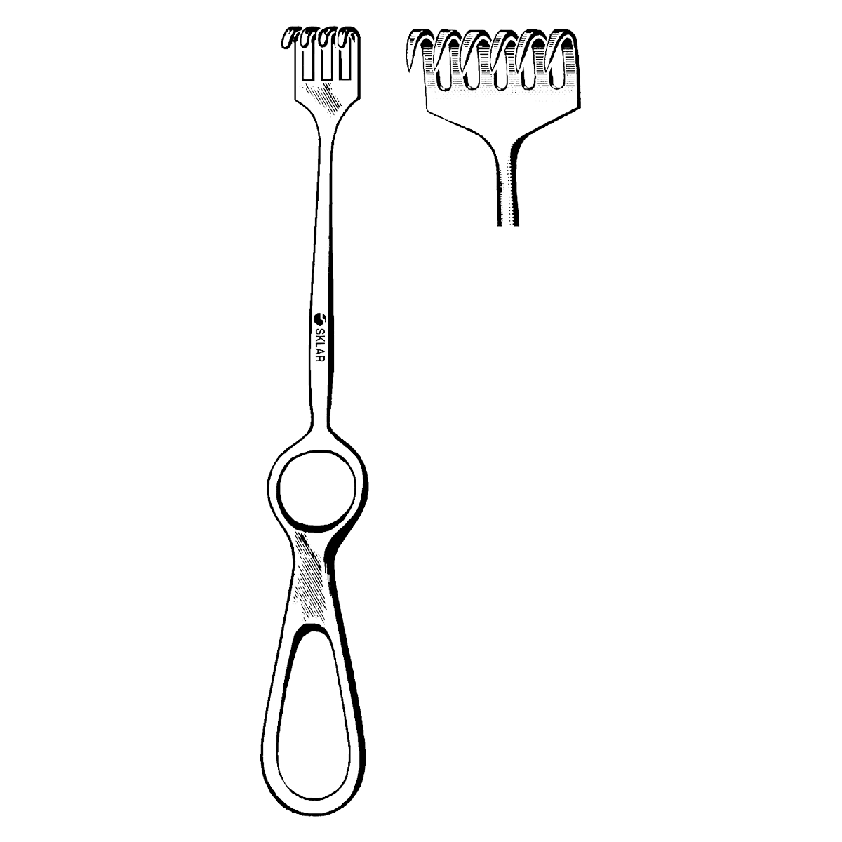 Volkman Retractor, 6-Prong, 8-1/2" Stainless Steel, Sklar Instruments - Retractor Volkman 6-Prong - Image 1