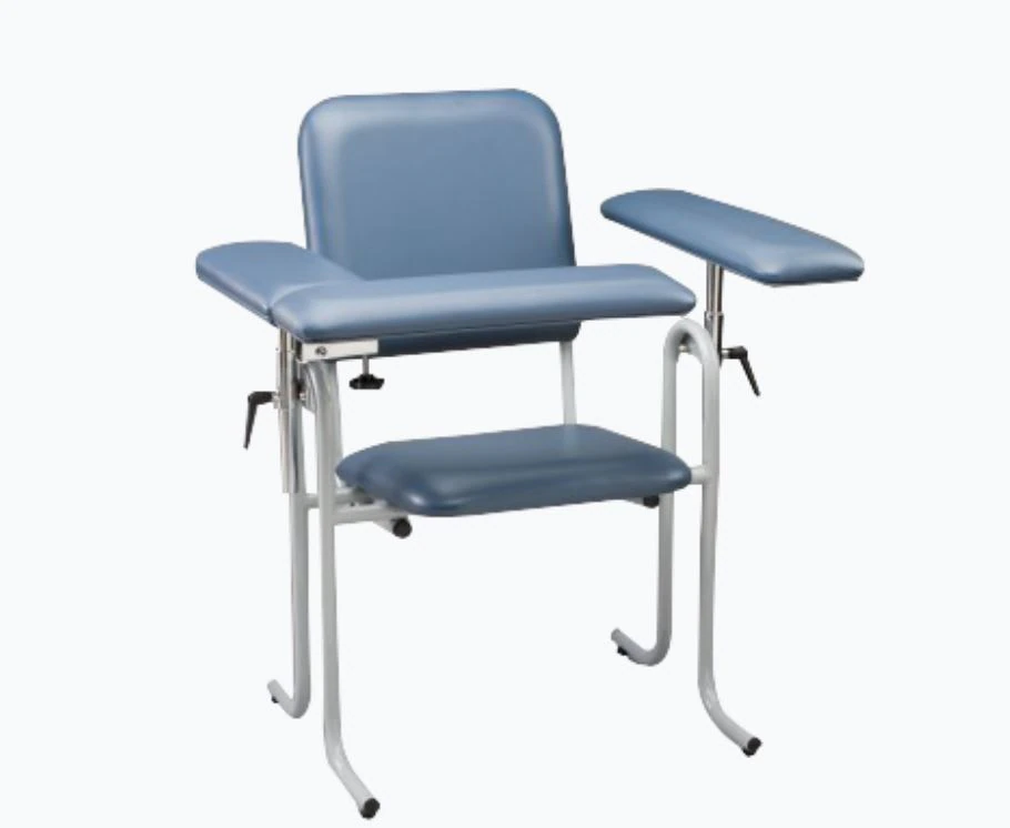 Dukal Blood Draw Chair, Slate Blue, Steel Frame, Upholstered with Flip Arm, 500 lb Capacity - Chair Bld Dw UPH &FlipArm 300# - Image 1