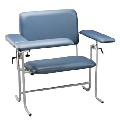 Dukal Blood Draw Chair, Slate Blue, Steel Frame, 700 lb Capacity, Flip-Up Armrest, Extra Wide - Chair Bld Dw UPH Flip XW 700# - Image 1