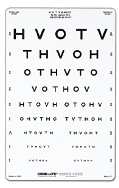 Good-Lite Eye Chart HOTV 10' Translucent, 10-Foot Testing Distance - Eye Chart HOTV 10'Translucent - Image 1