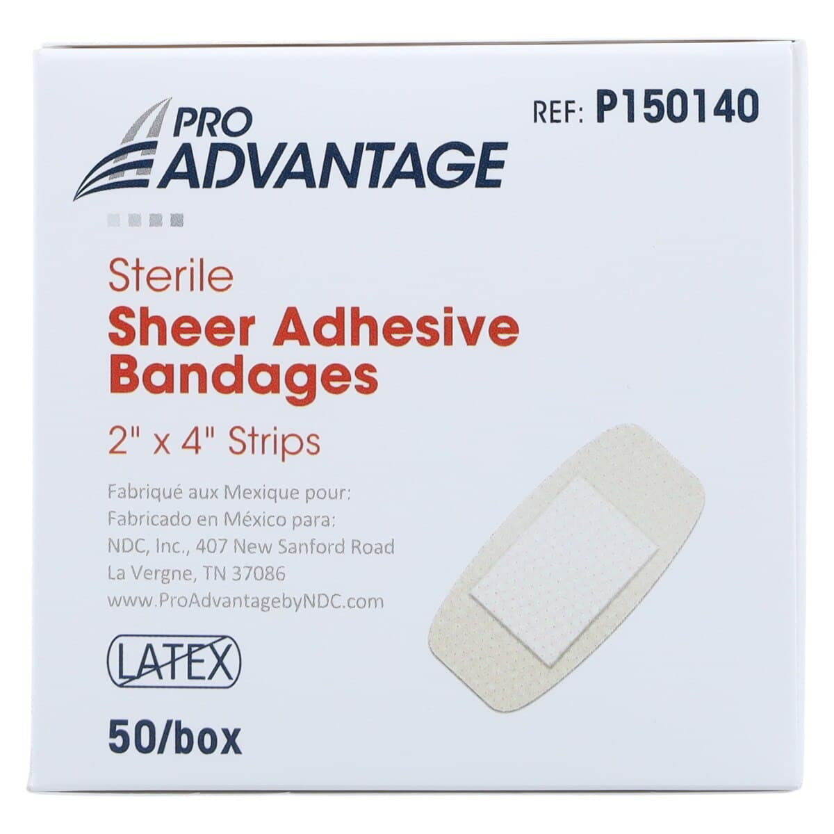 Pro-Advantage Adhesive Bandage Sheer, 2" x 4", Tan, Sterile, 50/Box, 12 Boxes/Case thumbnail 5