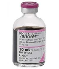 Venofer (Iron Sucrose) Injection, 20 mg/mL, 10 mL Single-Dose Vial, 5/Package thumbnail 2