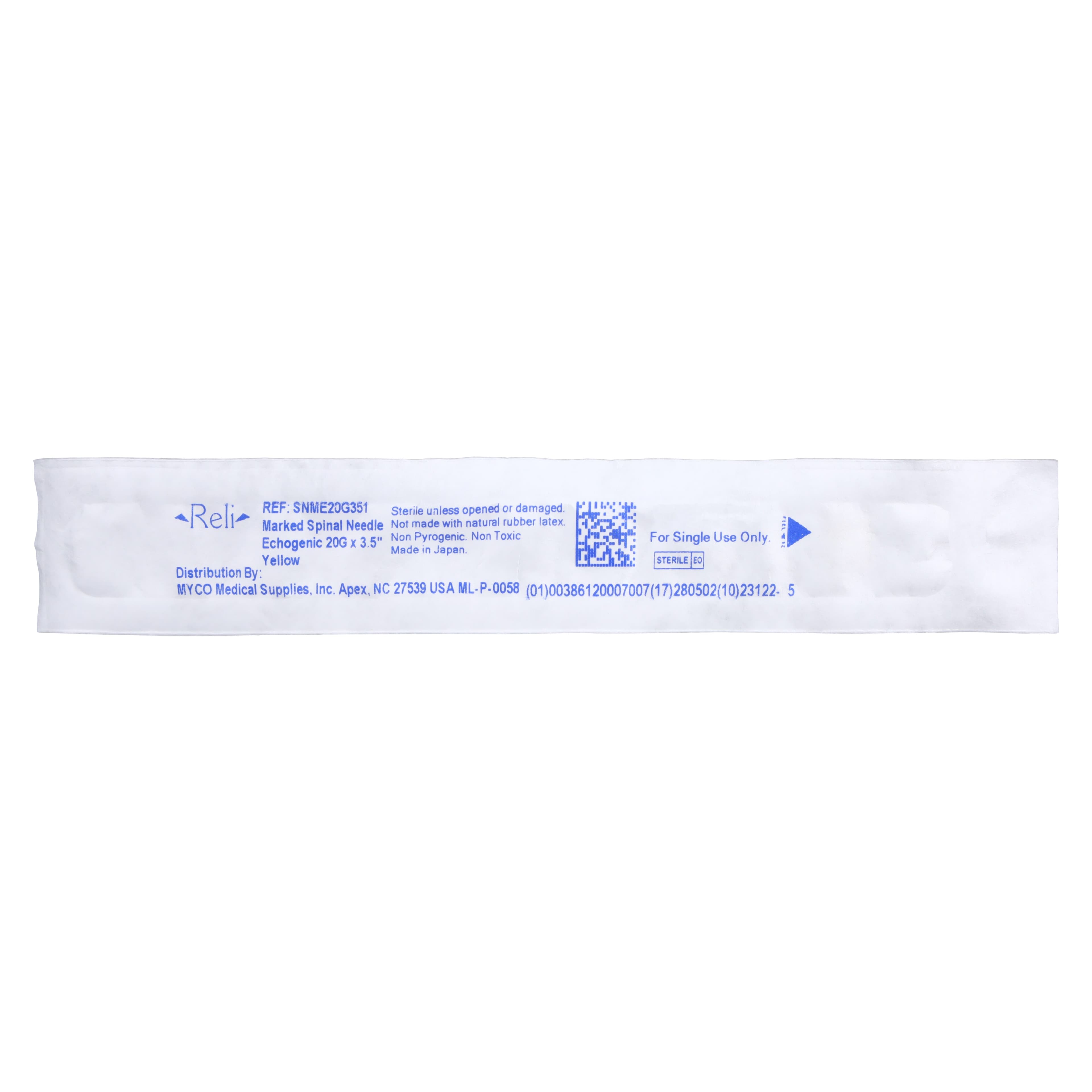 Quincke Spinal Needle, 20G x 3.5", Echogenic Stylet Tip, Yellow, Sterile, 25/Bx, SNME20G351 thumbnail 2