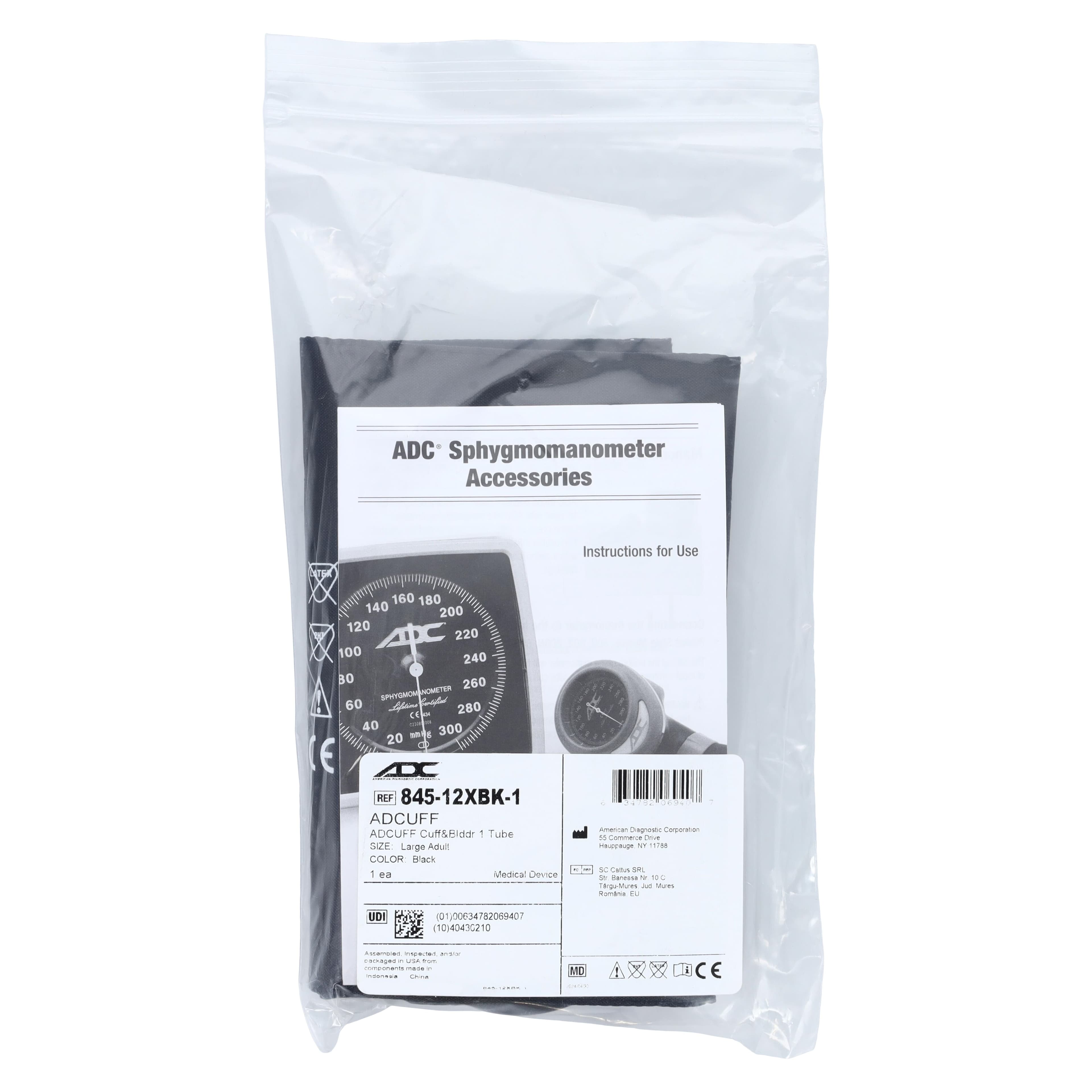 Diagnostix Adcuff Blood Pressure Cuff & Bladder, Size 12, Black, Latex-Free, for Palm Style Aneroid Instruments thumbnail 4