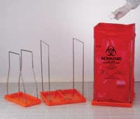 Clavies Biohazard Bag Holder, Small, Orange, Stainless Steel/Polypropylene, Autoclavable, Reusable, for 12x24" Bags, F13160-0009/F13160-0005 - Holder f/12x24" Biohazard Bag - Image 1