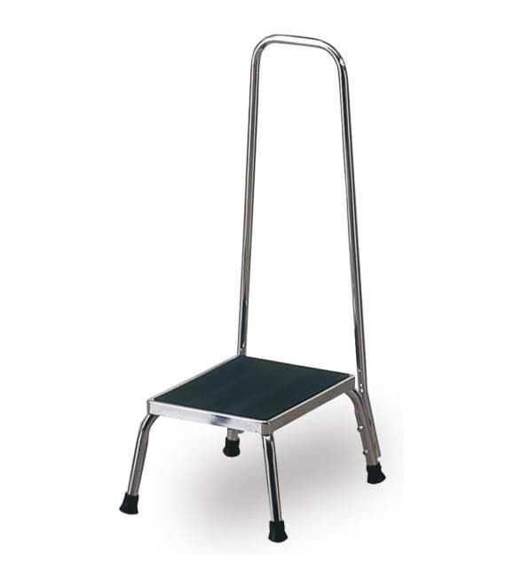 Techno-Aide Stool Step with Handrail, Steel, Non-Skid Tread - Stool Step w/Handrail - Image 1