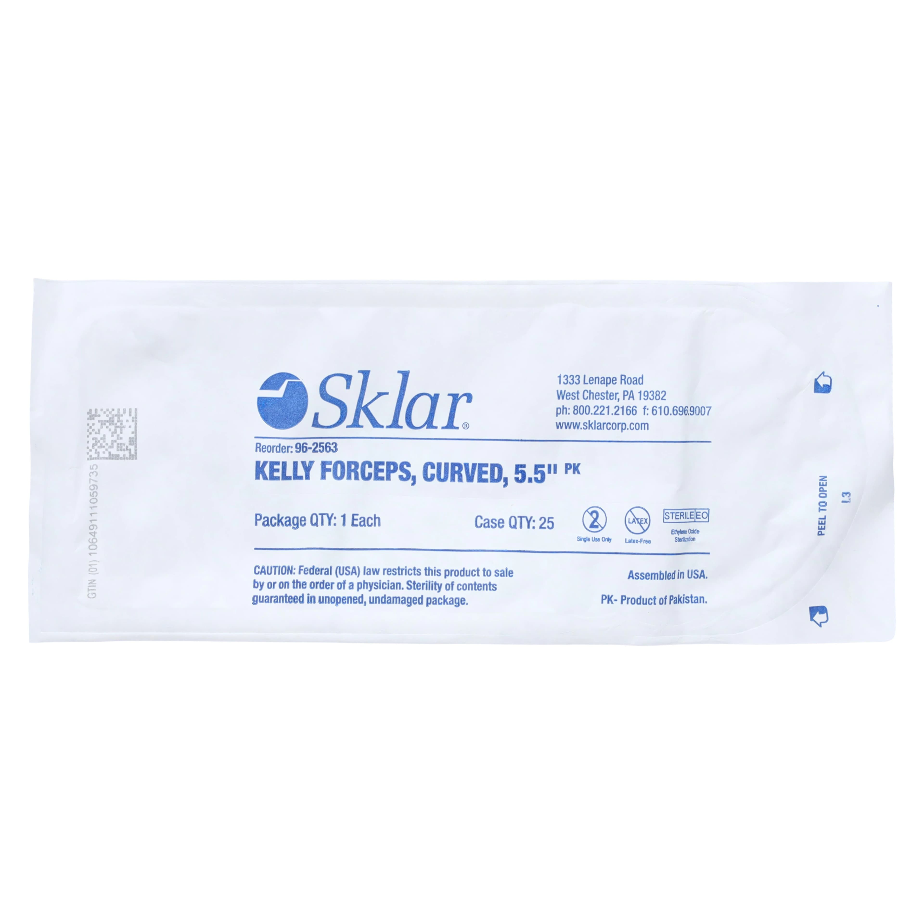 Sklar Econo Kelly Hemostatic Forceps, Curved, 5-1/2", Stainless Steel, Sterile, 25/Case thumbnail 3