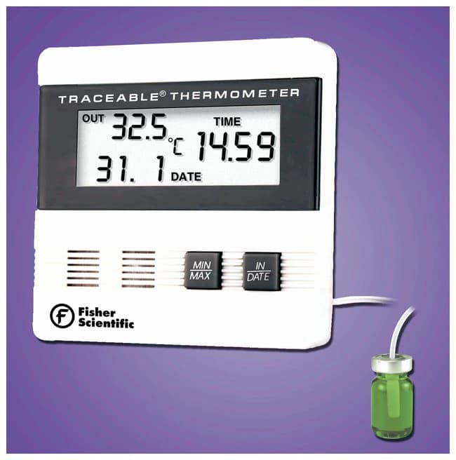 Control Company Traceable Digital Thermometer, -40 to 80°C, Sealed Bottle Probe, Min/Max Memory, LCD, ISO 17025/A2LA/NIST - Thermometer Vccn Tracebl Dgt - Image 1