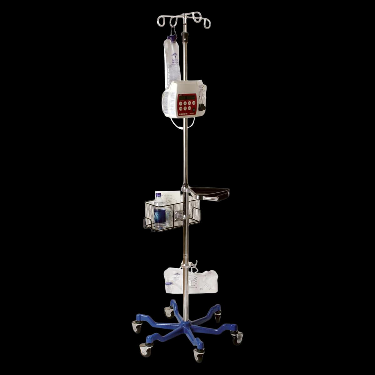 Medline Heavy-Duty Mobile Chrome IV Pole, 4 Hook - IV Pole Mobile Chrome Hvdty - Image 1