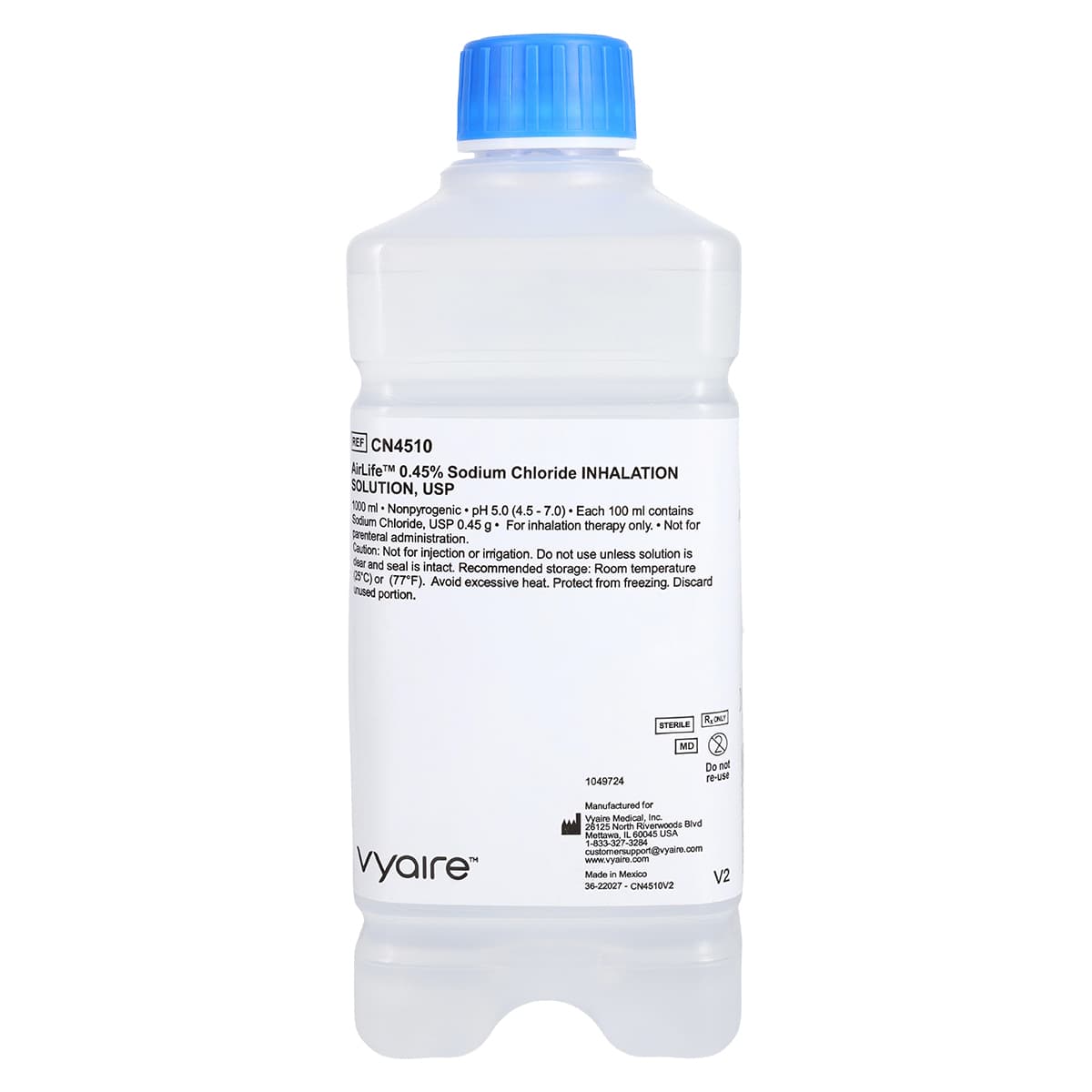 SunMed Sodium Chloride Inhalation Solution USP 0.45%, 1000 mL Bottle, 12/Case - Sodium Chloride USP Inhal .45% - Image 1