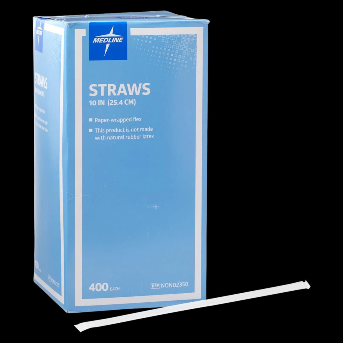 Medline Flexible Drinking Straws, 10" Length, Individually Wrapped, 1600/Case - Straws Drinking Flexible - Image 1