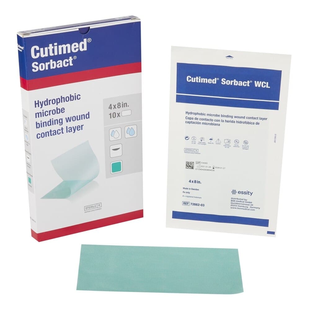 Cutimed Sorbact WCL Acetate Fabric Dressing, 4" x 8", Sterile, Non-Adhesive - Dressing Cutimed Sorbact WCL - Image 1