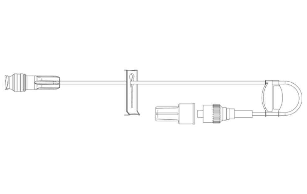 CareFusion IV Extension Set, Needleless, 6-1/2" Spin Male Luer Lock, J Loop, Slide Clamp, 100/Case - Extension Set Spin Male LL - Image 1